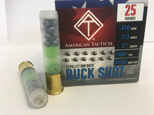 ATI .410ga Buckshot 2.5 inch Shotgun Shells - 12 Pellets | BBB Buck | 1400 fps | 1 Case (10 boxes/250 rds)