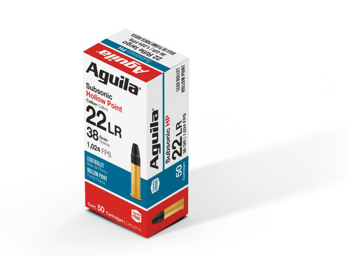 Aguila Ammunition .22 LR Subsonic Rifle Ammo - 38 Grain | HP | 50rd Box