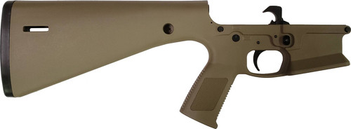 KE Arms KP-15 Polymer Complete AR15 Lower Receiver - FDE | Mil-Spec Parts Kit | Integral Buttstock & Pistol Grip