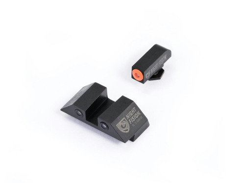 Night Fision Glock Tritium Night Sight Set - Orange Front | Black Square Notch Rear | Fits Glock 20, 21, 29, 30, 36, 40, 41