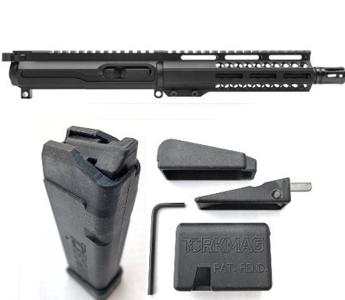 TorkMag Complete AR Upper Magdapt 17 Bundle - Black | 9mm | 8" Barrel | 7" M-LOK Rail | Includes 2 G17 20rd Mags & 1 AR-to-Glock Magwell Adapter