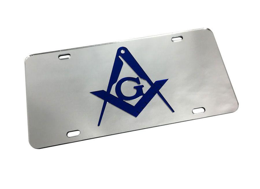 Masonic Fraternity License Plate Frame – Free Masonry Symbol, Black Metal, Made In USA (Part #1776)