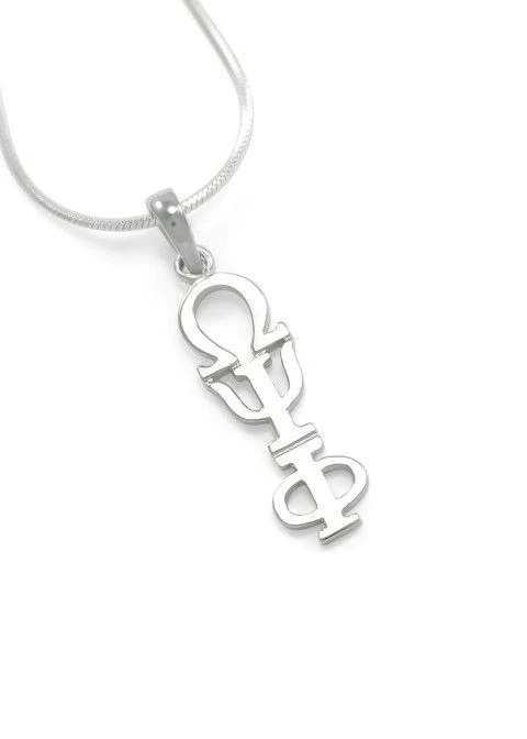 Phi Delta Epsilon Sterling Silver Lavaliere Pendant - Greek Letters, Rhodium Plated, 20" Chain