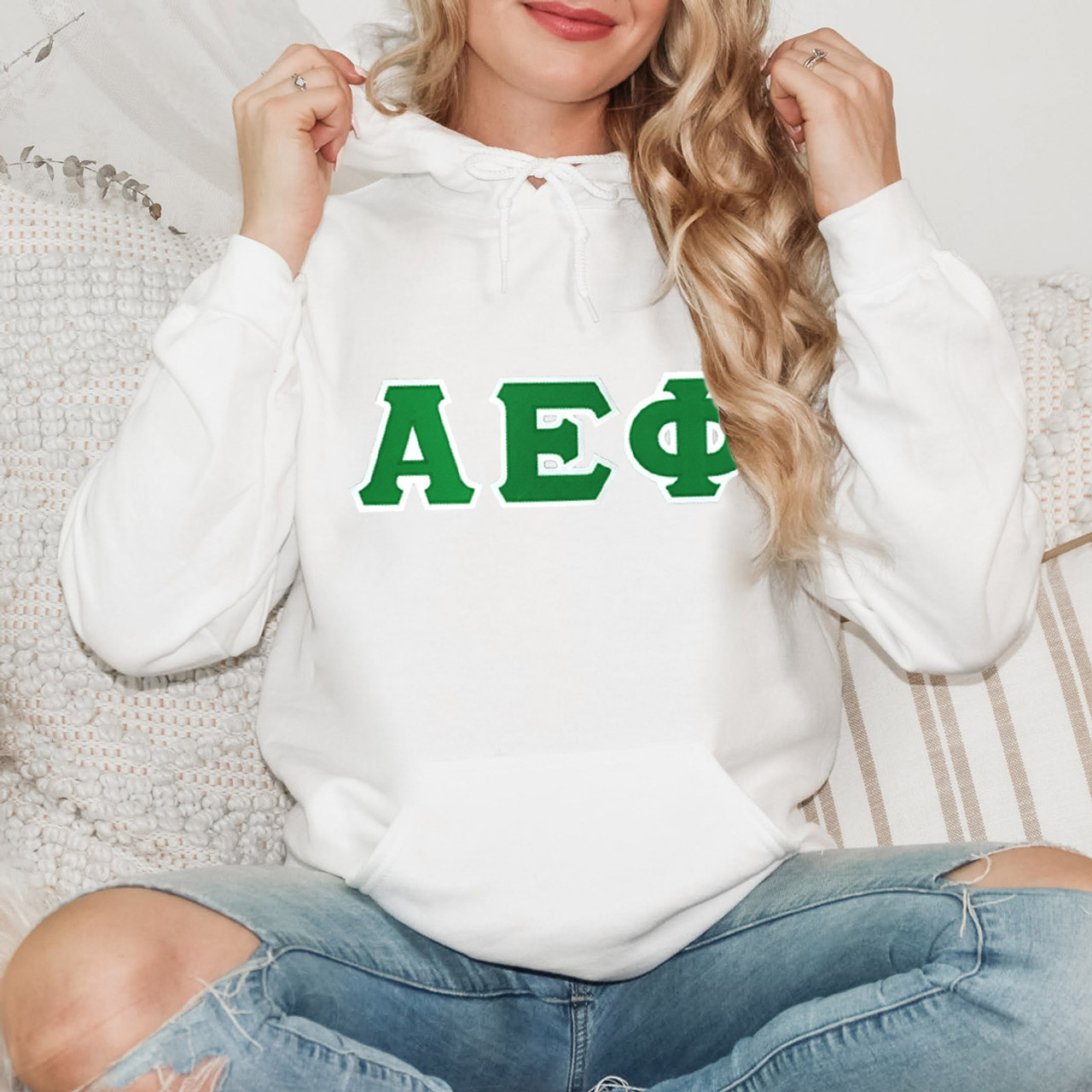 Alpha Epsilon Phi Custom Twill Hooded Sweatshirt Greek Gear