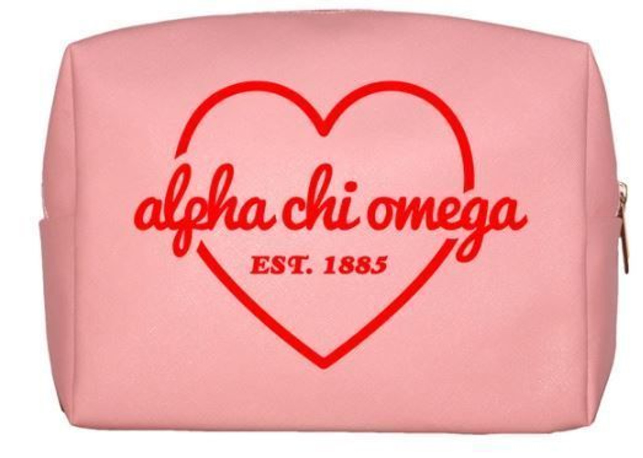 SHOP SORORITY PINK W/RED HEART MAKEUP BAG