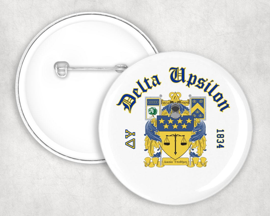 Delta Upsilon Classic Crest Button - Greek Gear