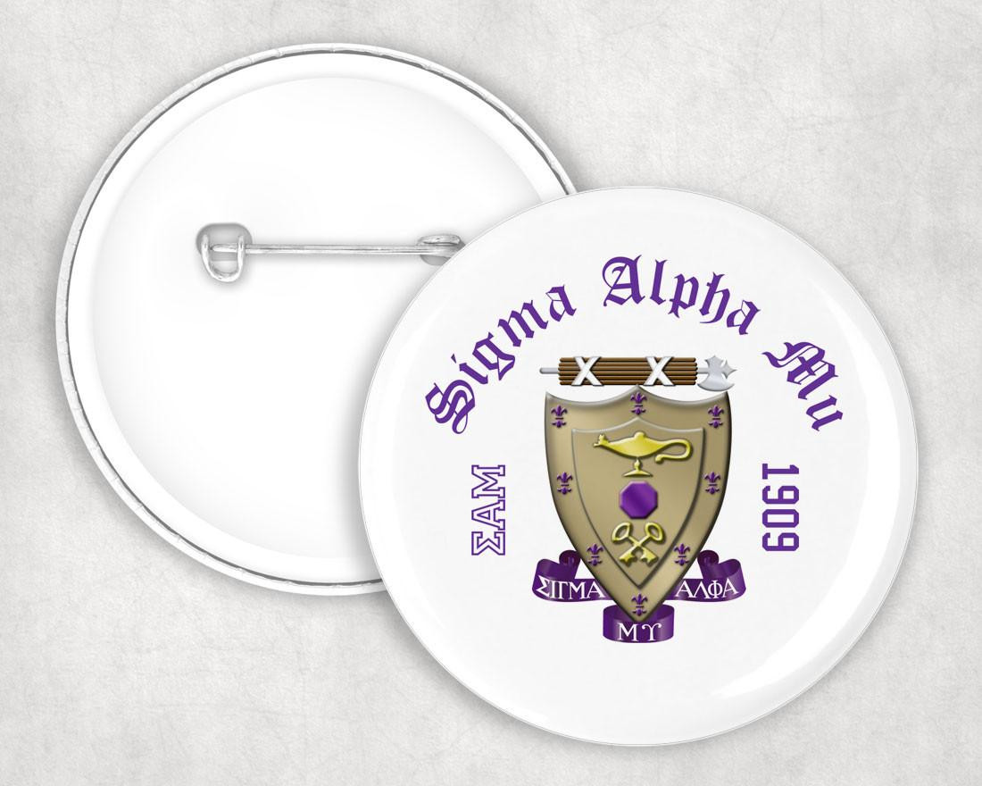Sigma Alpha Mu Classic Crest Button - Greek Gear