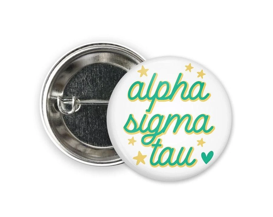 AST Alpha Sigma Tau Star Greek Pinback Sorority Button - Greek Gear
