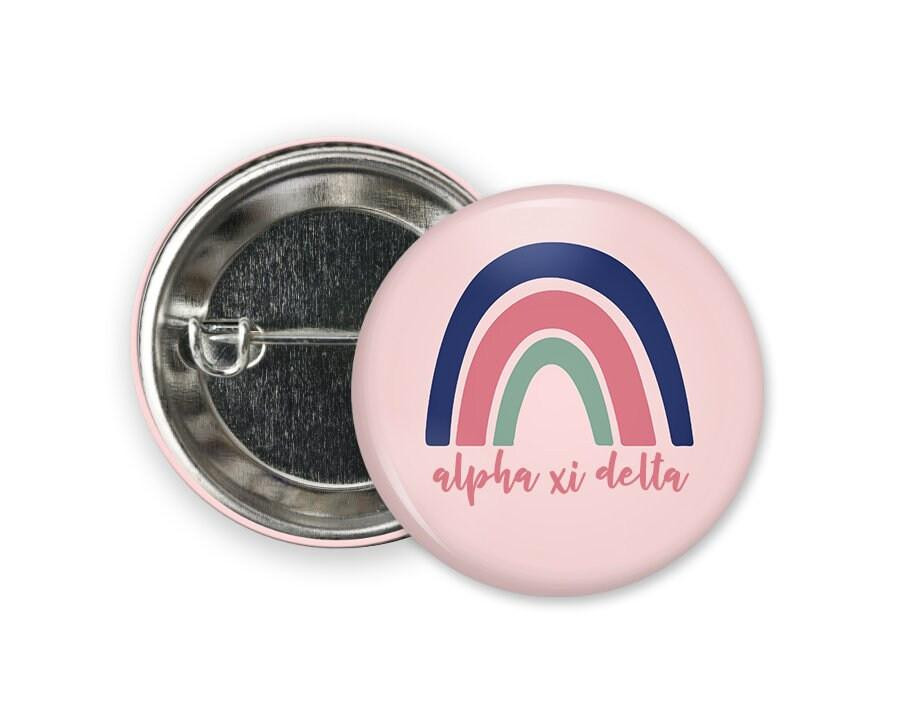 AXiD Alpha Xi Delta Rainbow Button Greek Pinback Sorority Button ...