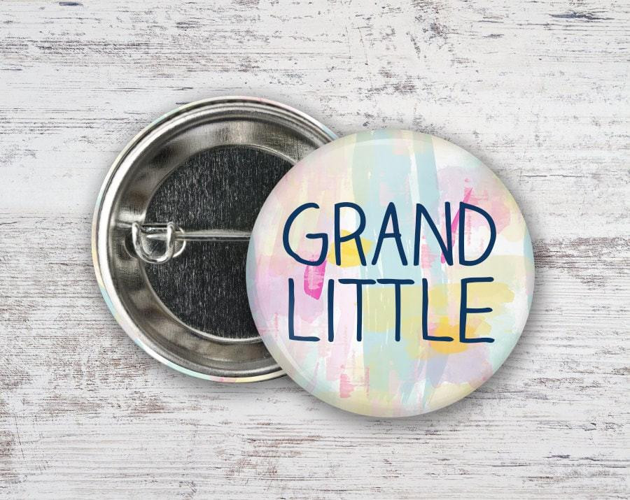 Grand Little Sister Pastel Watercolor Sorority Pinback Button - Greek Gear