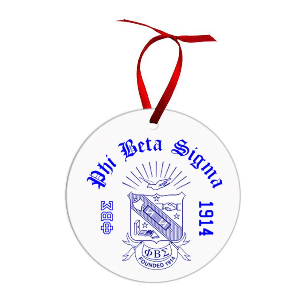 Phi Beta Sigma Crest & Year Ornament Fraternity Holiday Keepsake