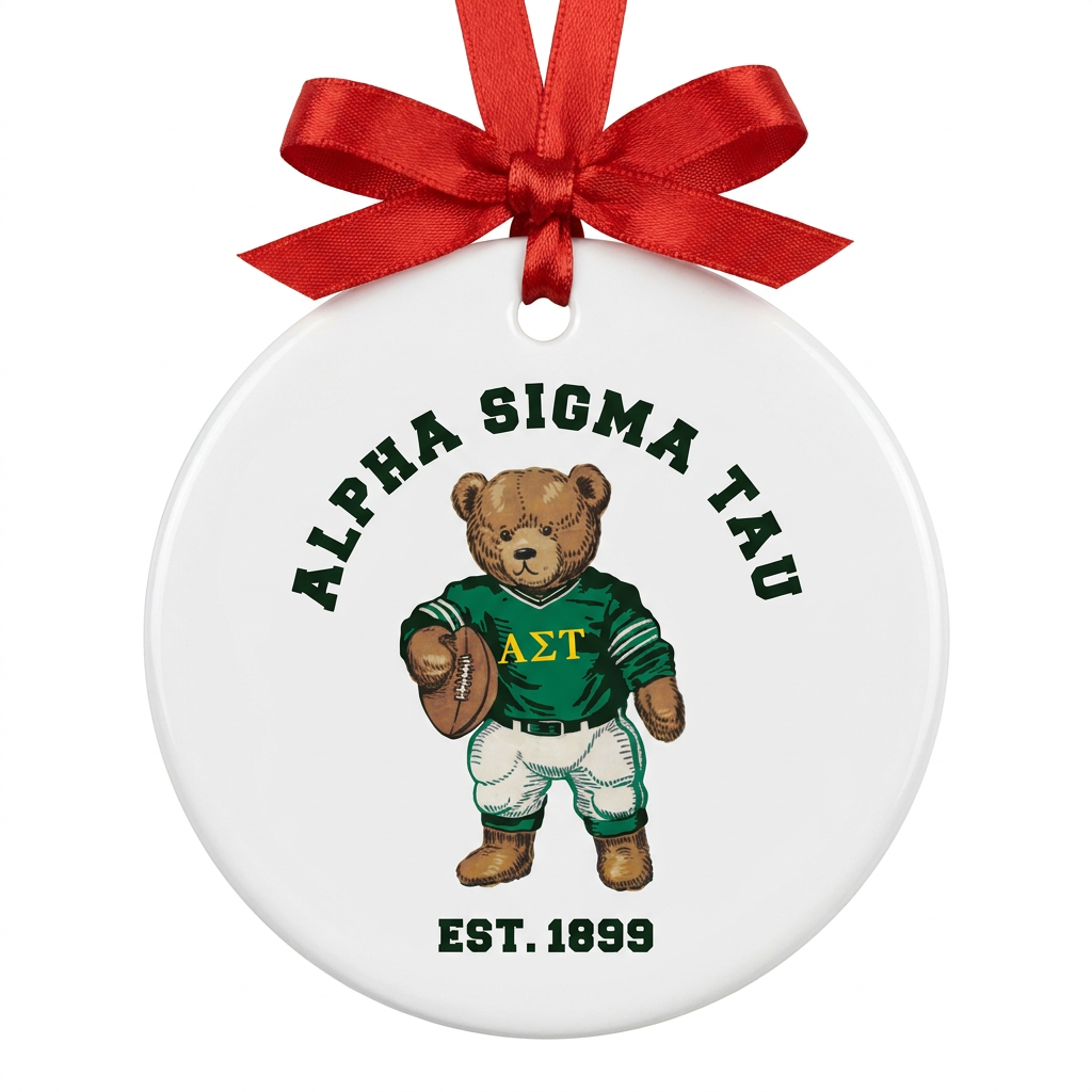 Alpha Pen Alpha Sigma Tau Teddy Bear Christmas Ornaments
