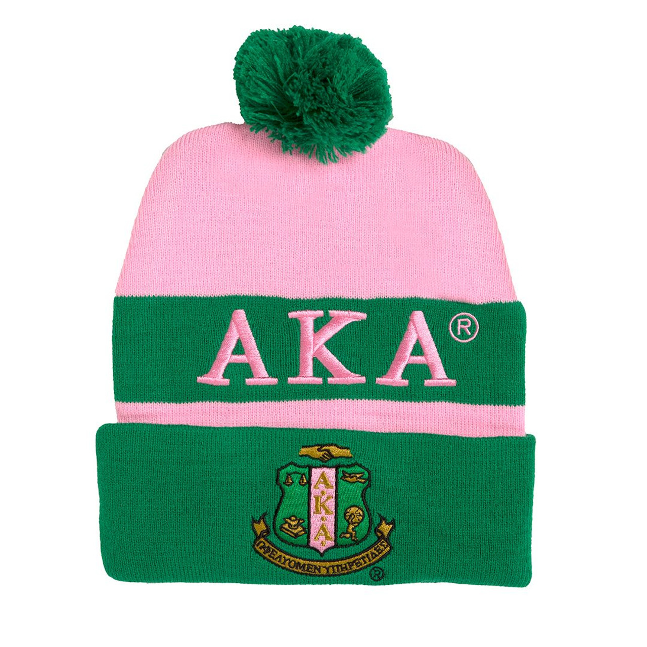 Alpha Kappa Alpha Knit Beanie With Pompon - Greek Gear