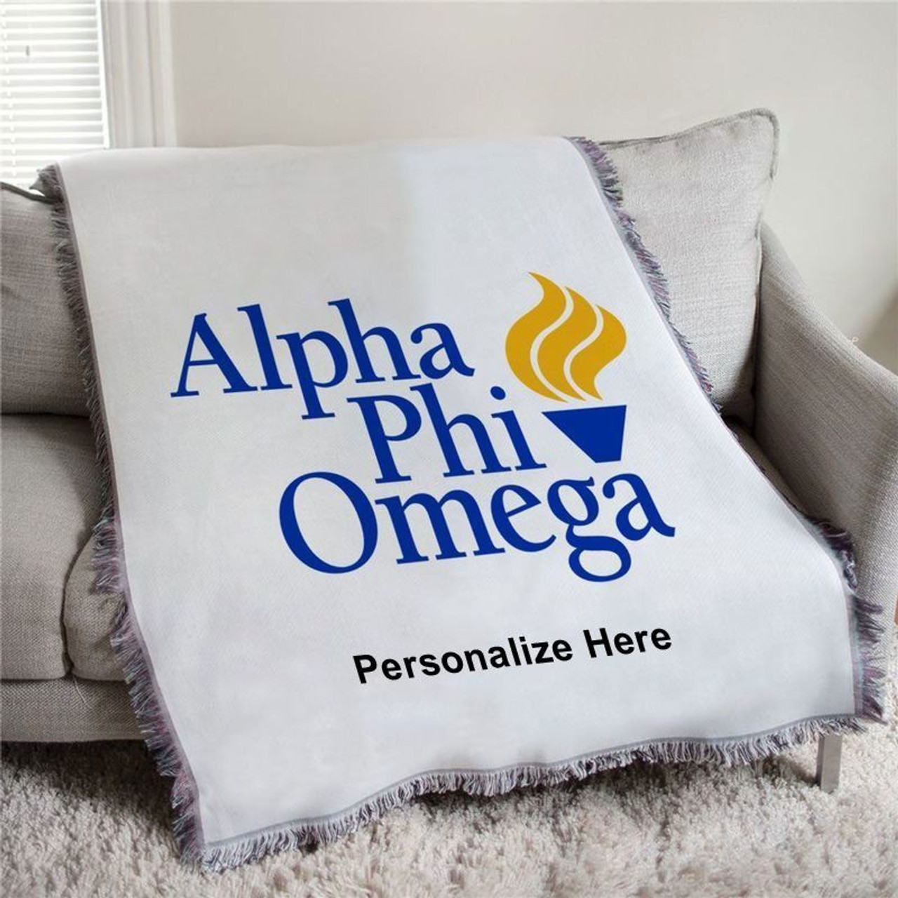 Alpha Phi Omega Torch Logo Afghan Blanket Throw - Greek Gear