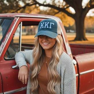 Kappa Kappa Gamma Distressed Trucker Hat
