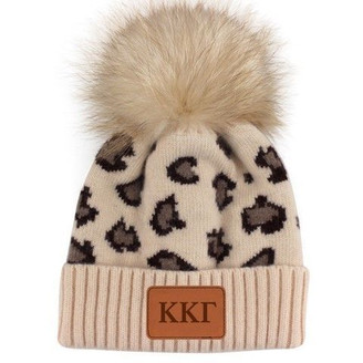 Kappa Kappa Gamma Leopard Print Knit Pom Pom Beanies