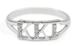 TCS Kappa Kappa Gamma Sterling Silver Ring set with Lab-Created Diamonds 
