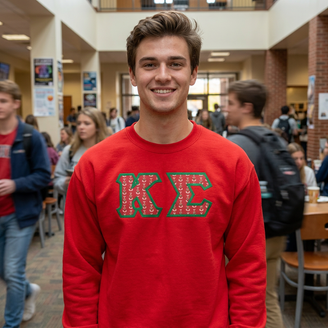 Kappa Sigma Fraternity Crest - Shield Twill Letter Crewneck Sweatshirt
