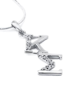 TCS Kappa Sigma Sterling Silver Diagonal Lavaliere set with Lab-Created Diamonds 
