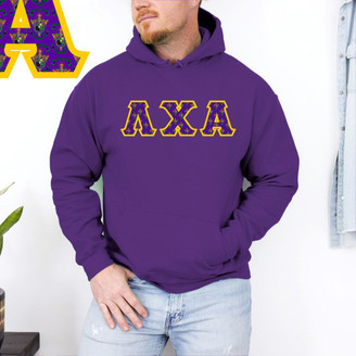  Lambda Chi Alpha Fraternity Crest - Shield Twill Letter Hooded Sweatshirt 