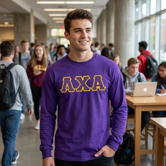 Lambda Chi Alpha Fraternity Crest - Shield Twill Letter Longsleeve Tee