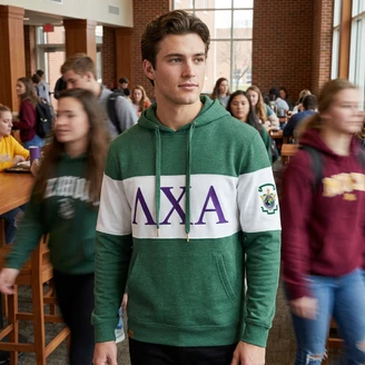 Lambda Chi Alpha Ivy League Hoodie W Crest On Left Sleeve