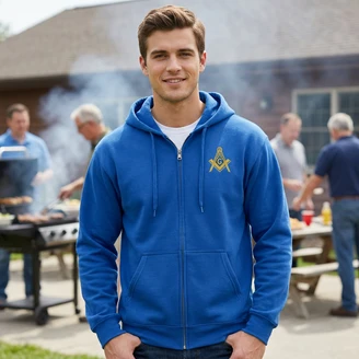 DISCOUNT-Mason / Freemason Emblem Full Zippered Hoodie