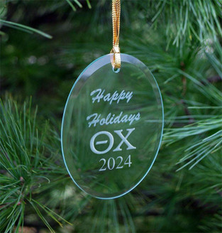 Theta Chi Holiday Glass Oval Ornaments
