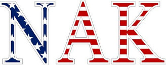 Nu Alpha Kappa American Flag Greek Letter Sticker - 2.5" Tall