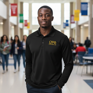 Omega Psi Phi-World Famous Long Sleeve Dry Fit Polo