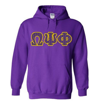 Omega Psi Phi Fraternity Crest - Shield Twill Letter Hooded Sweatshirt