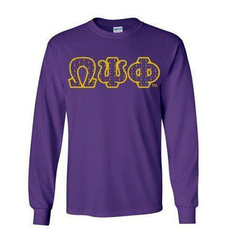  Omega Psi Phi Fraternity Crest - Shield Twill Letter Longsleeve Tee 