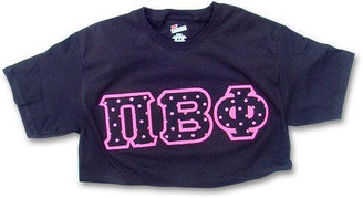  Patterned Greek Sewn Lettered Tee 