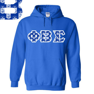  Phi Beta Sigma Fraternity Crest - Shield Twill Letter Hooded Sweatshirt 
