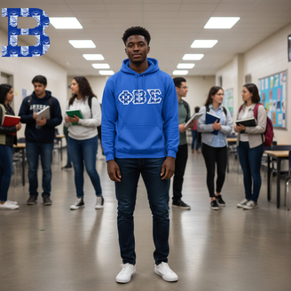 Phi Beta Sigma Fraternity Crest - Shield Twill Letter Hooded Sweatshirt