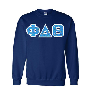  Phi Delta Theta Fraternity Crest - Shield Twill Letter Crewneck Sweatshirt 