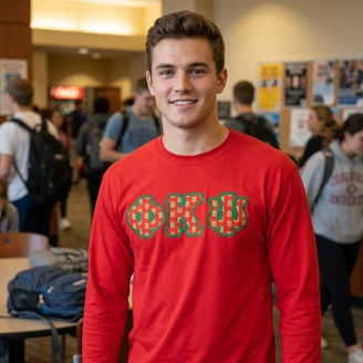 Phi Kappa Psi Fraternity Crest - Shield Twill Letter Longsleeve Tee