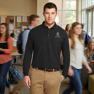DISCOUNT-Phi Kappa Sigma Crest - Shield Emblem Long Sleeve Polo