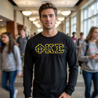 Phi Kappa Sigma Fraternity Crest - Shield Twill Letter Longsleeve Tee