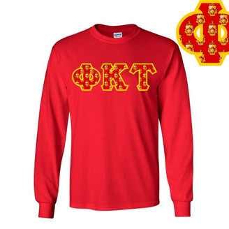  Phi Kappa Tau Fraternity Crest - Shield Twill Letter Longsleeve Tee 