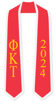 DISCOUNT-Phi Kappa Tau Greek 2 Tone Lettered Graduation Sash Stole w/ Year