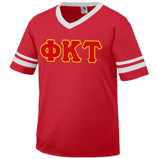 DISCOUNT-Phi Kappa Tau Jersey With Greek Applique Letters