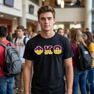 Phi Kappa Theta Two Tone Greek Lettered T-Shirt