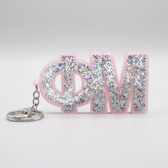 Phi Mu Glitter Keychain