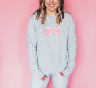 DISCOUNT Phi Mu Lettered Long Sleeve Tee