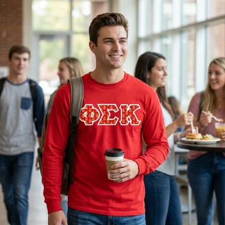 Phi Sigma Kappa Fraternity Crest - Shield Twill Letter Longsleeve Tee