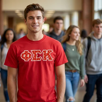 Phi Sigma Kappa Fraternity Crest - Shield Twill Letter Tee