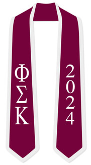 DISCOUNT-Phi Sigma Kappa Greek 2 Tone Lettered Graduation Sash Stole w/ Year