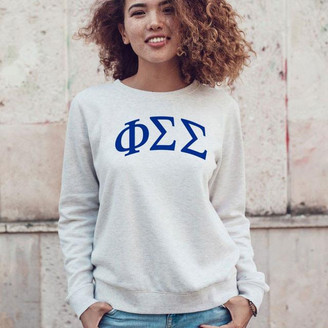 Phi Sigma Sigma Arched Greek Lettered Crewneck Sweatshirt 
