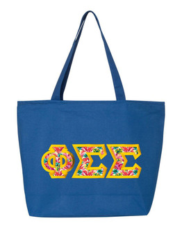  Phi Sigma Sigma Custom Satin Stitch Tote Bag 